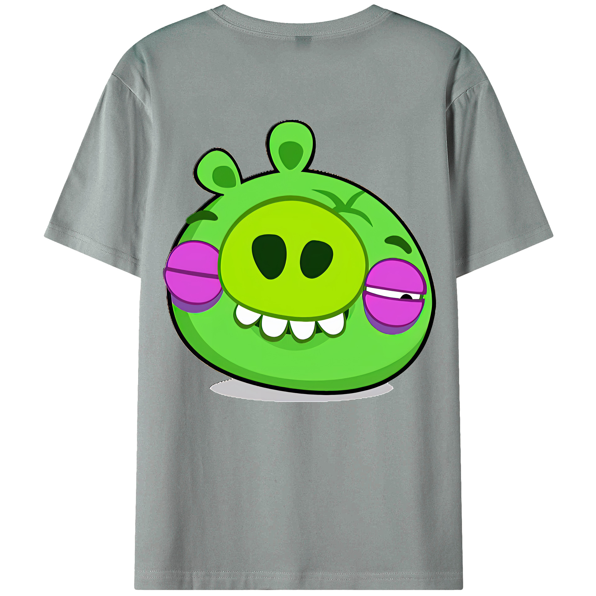 （画像用） Angry Birds アングリーバード 綿100％ メンズ半袖Tシャツ（バックプリント） 通気性